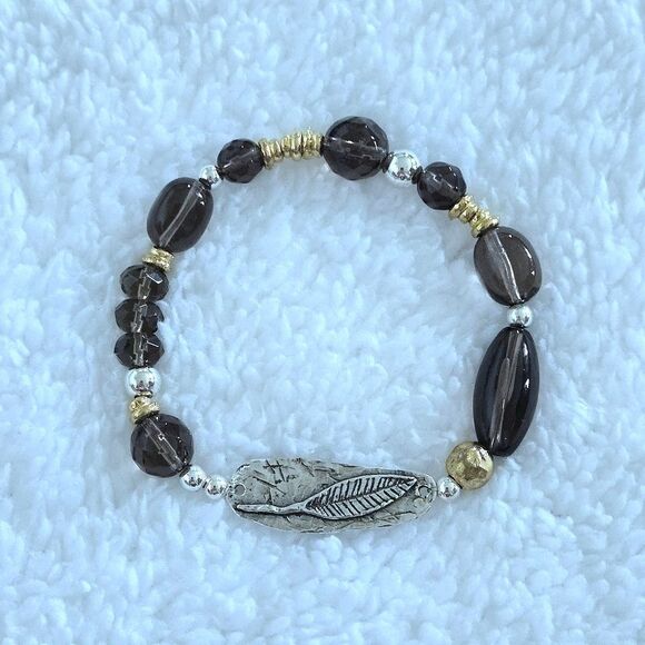 Zuman Jewelry - Noa Zuman Simulated Smokey🔥 Quartz Stretch Bracelet - NWT